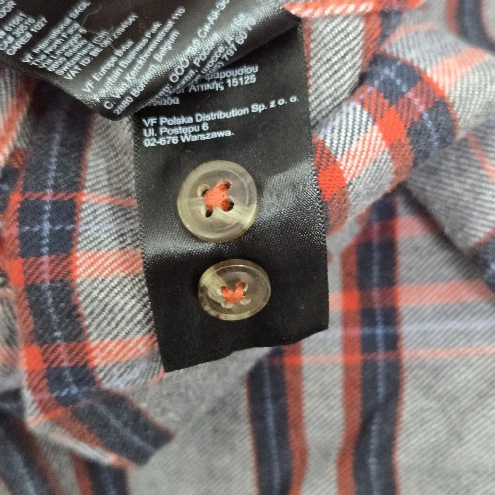 The North Face Men Button Up Shirt L/G Gray Plaid Brush Flannel Long Sleeve